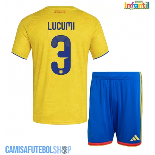 Camisa de time de futebol Colômbia Jhon Lucumi #3 Replicas 1º Equipamento Infantil Mundo 2026 Manga Curta (+ Calças curtas)